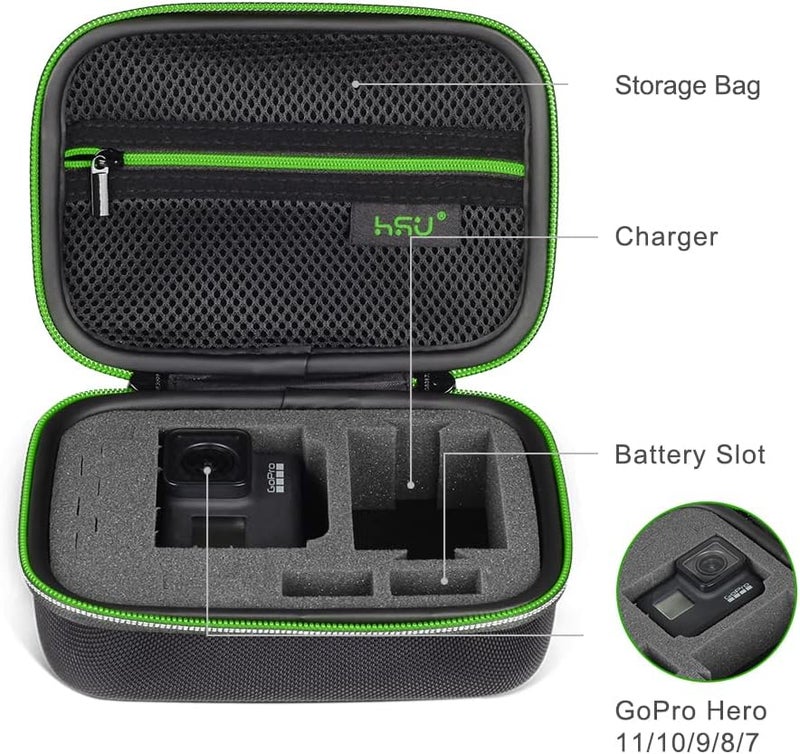 HSU Carrying Case for GoPro Hero 13/12/11/10/9/8/7/6/5 Black and Accessories, Protective Security Bag, Storage Solution for Adventurers-Upgraded Interior Foam - Image 5